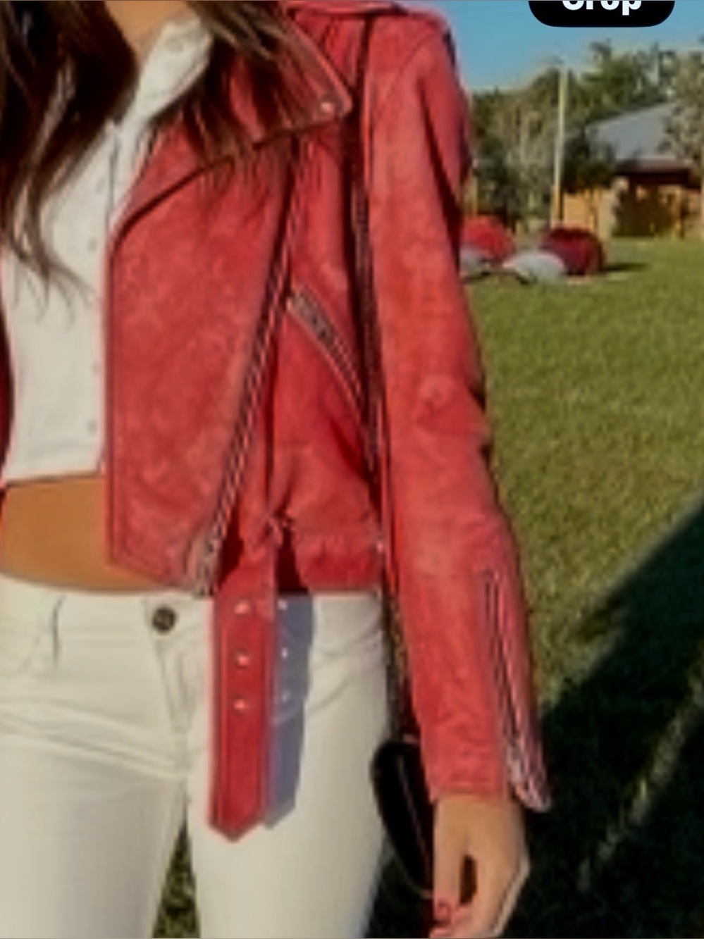 ALL SAINTS RED LEATHER SPLOTCHED MOTORCYCLE JACKET 6 - Picture 2 of 5